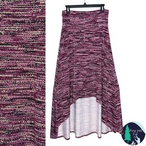 NEW LuLaRoe Olivia High Low Maxi Skirt Dress Sz Medium Purple Pink Abstract NWOT